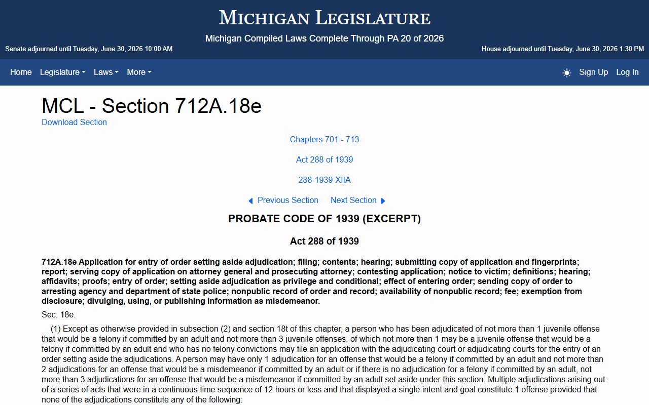 Iosco County arrest records and Michigan juvenile charge statute