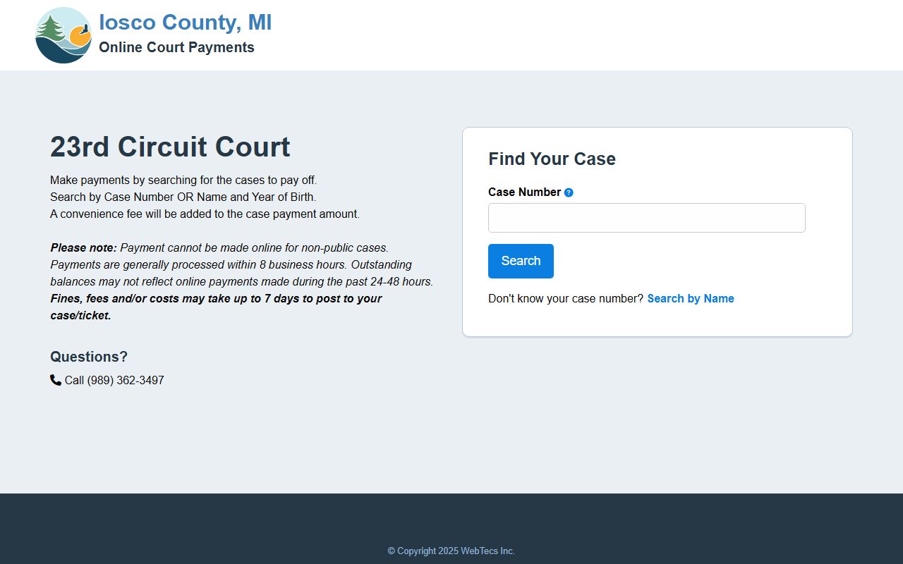Iosco County court records payment search for the circuit court